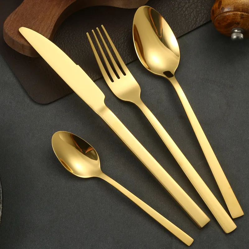 wsd1117 bulk flatware luxury cutlery set sliver gold (复制)