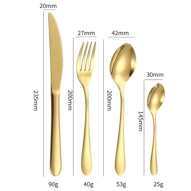 wsd1117 bulk flatware luxury cutlery set sliver gold